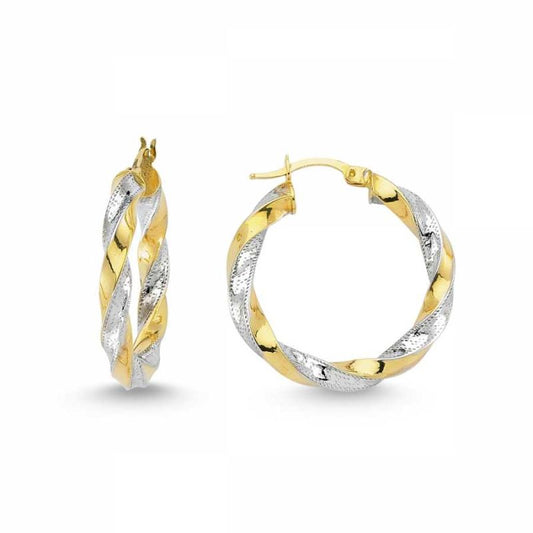 Solid Gold Italy Hoop Earrings Yellow White