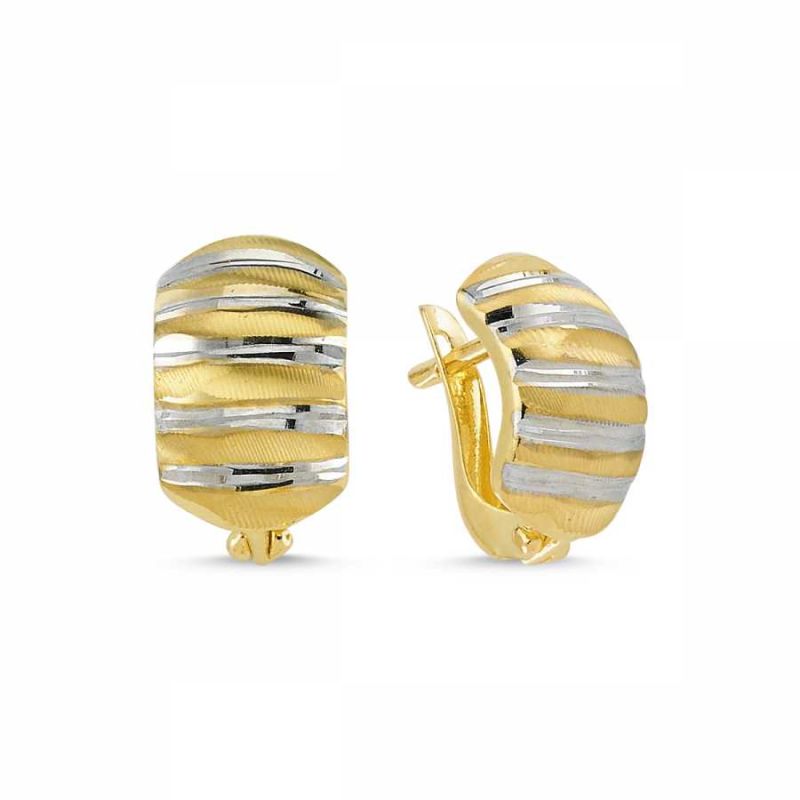 14K Solid Gold J Patterned Earrings