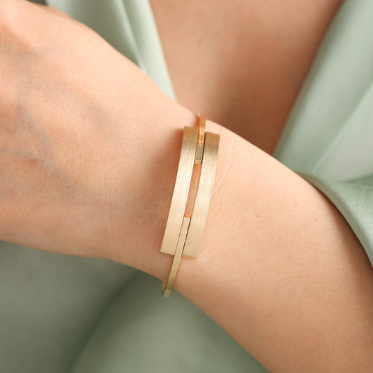 Solid Gold Rib Bracelet Two Rows