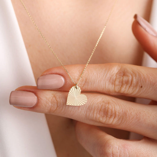 Solid Gold Heart Necklace Minimal