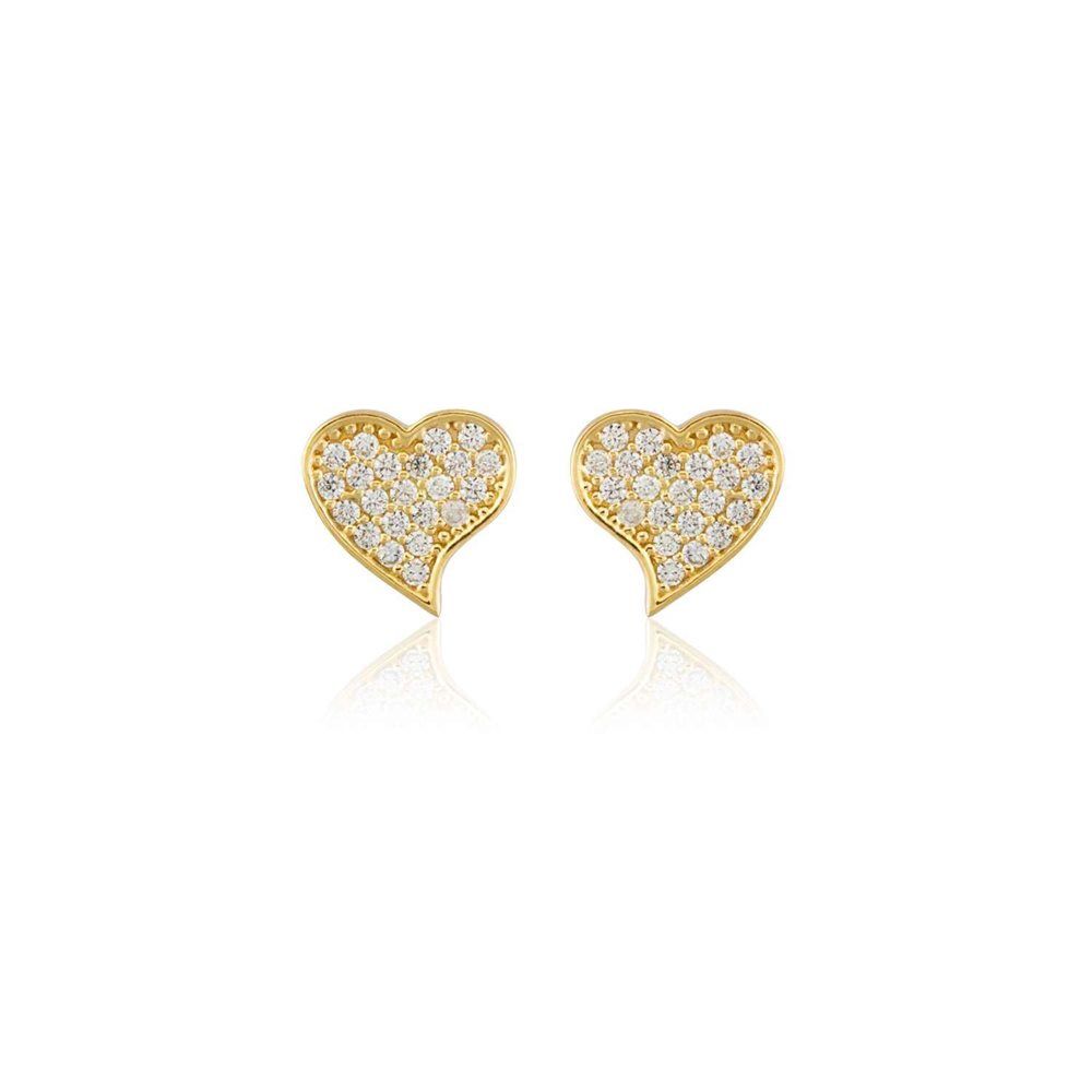 14K Solid Gold Heart Earrings Nail