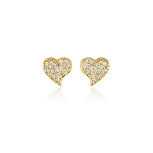 14K Solid Gold Heart Earrings Nail