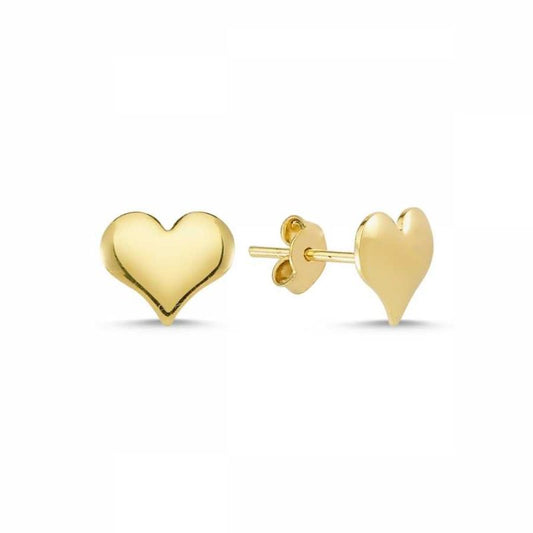 Solid Gold Heart Earrings Needle Model