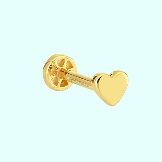 Solid Gold Heart Tragus Piercing 14K