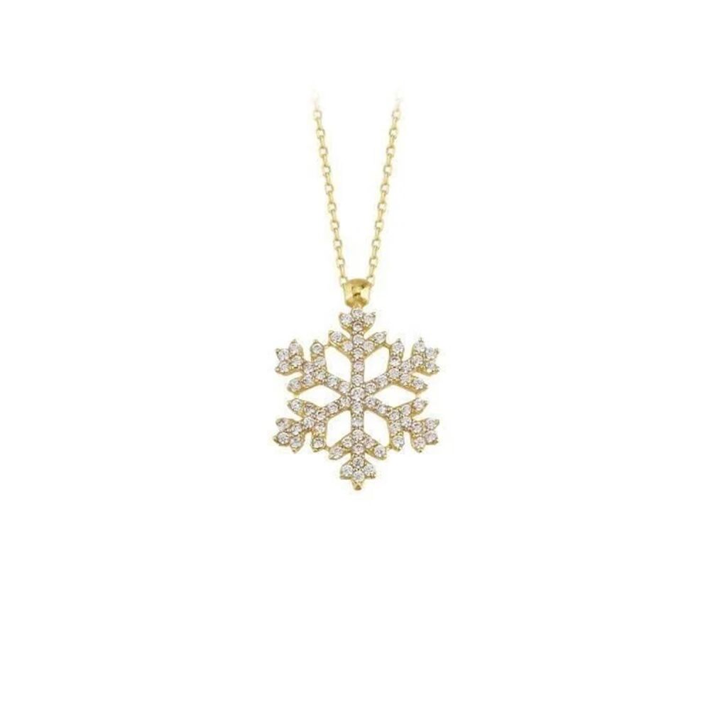 Solid Gold Snowflake Necklace