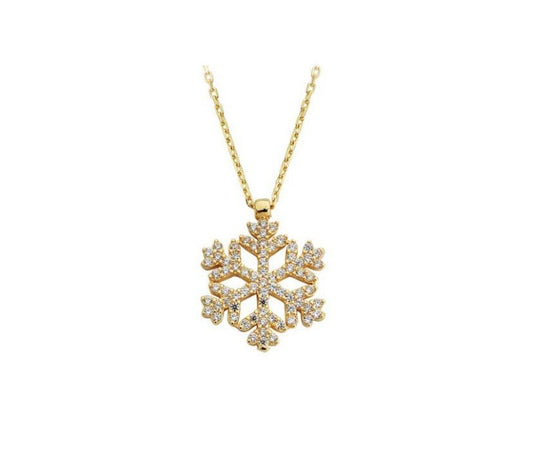 Solid Gold Snowflake Necklace