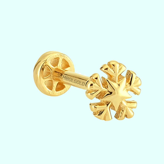 Solid Gold SnowflakeTragus Piercing 14K