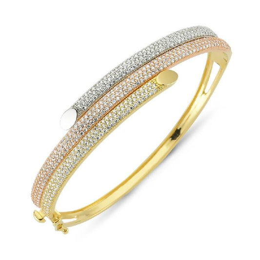 Solid Gold Bracelet Triacolor Double Lock System