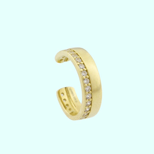 14K Solid Gold Earcuff Earrings With Gemstone