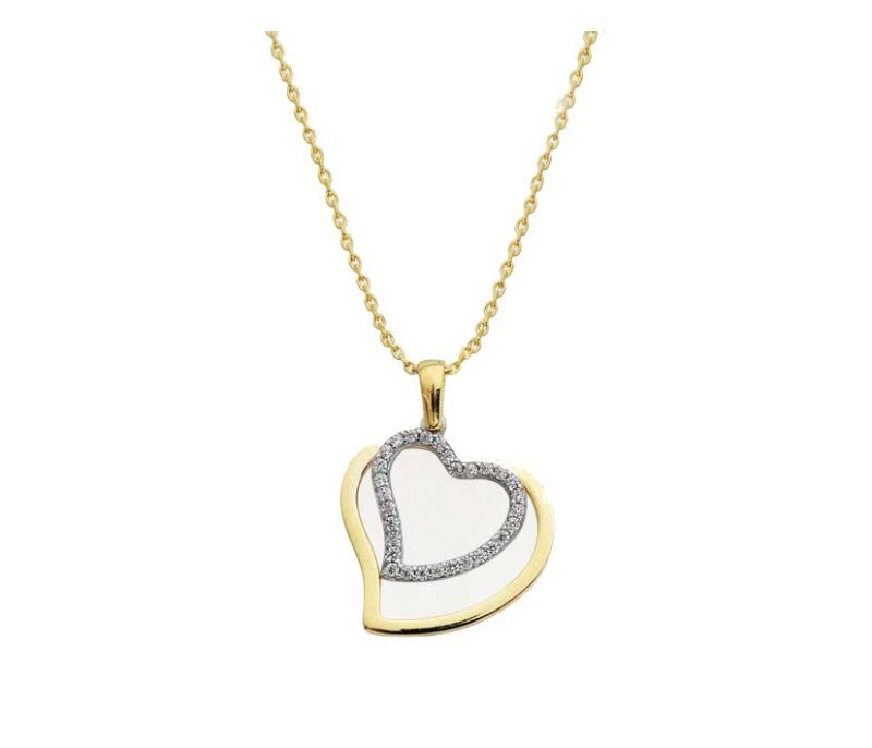 Solid Gold Necklace Heart You & Me