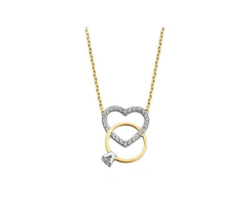 Solid Gold Necklace Heart Solitaire