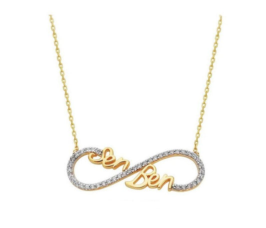Solid Gold Necklace Infinity You & Me