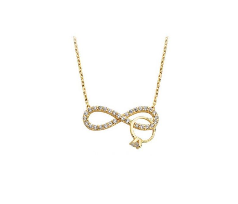 Solid Gold Necklace Infinity Solitaire