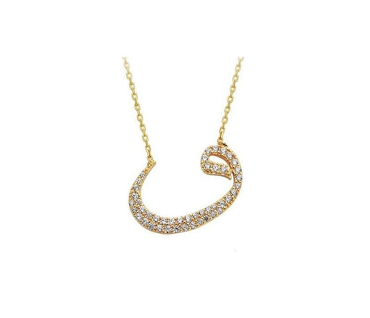 14K Solid Gold Necklace Vav With Gemstone