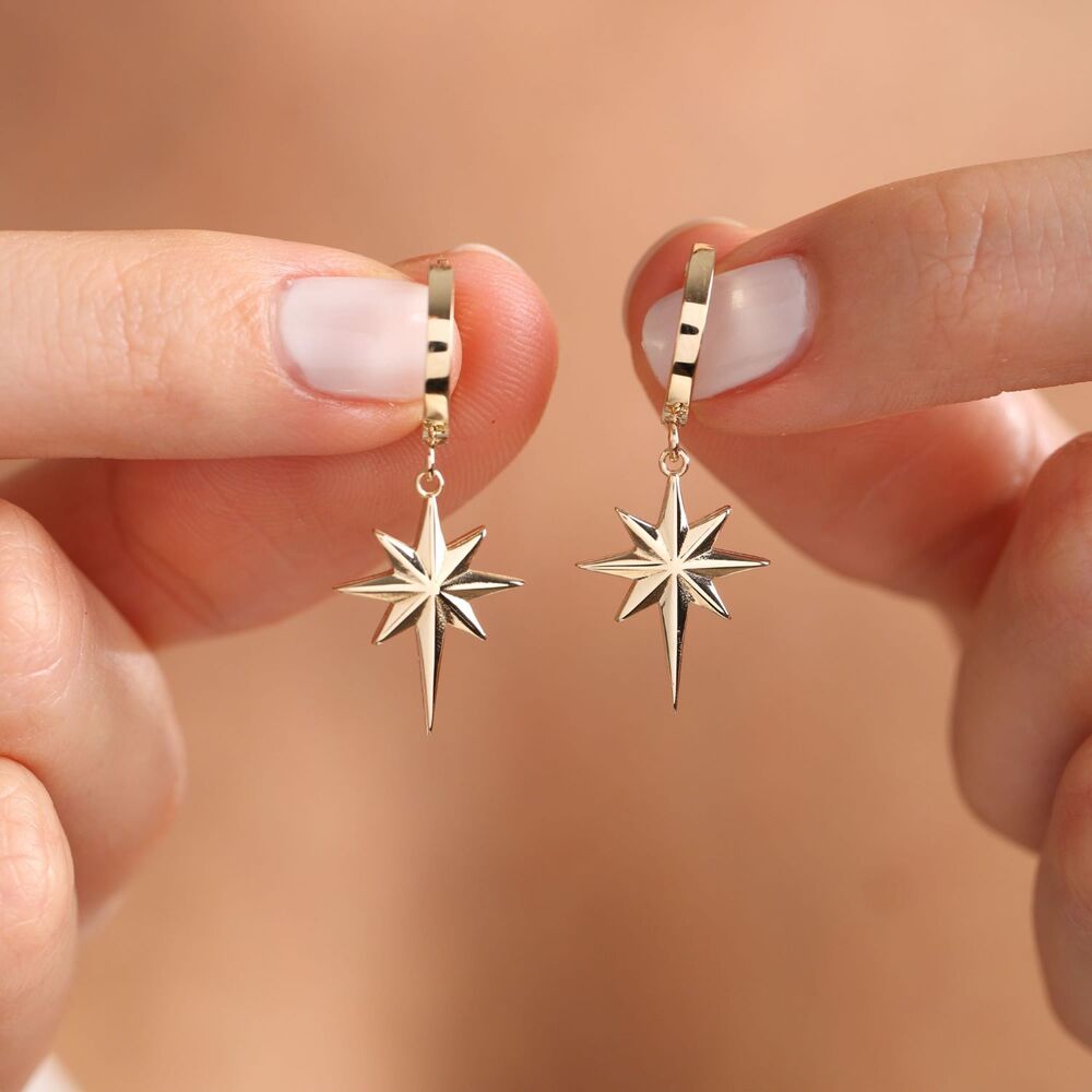 Solid Gold Earrings Polar Star