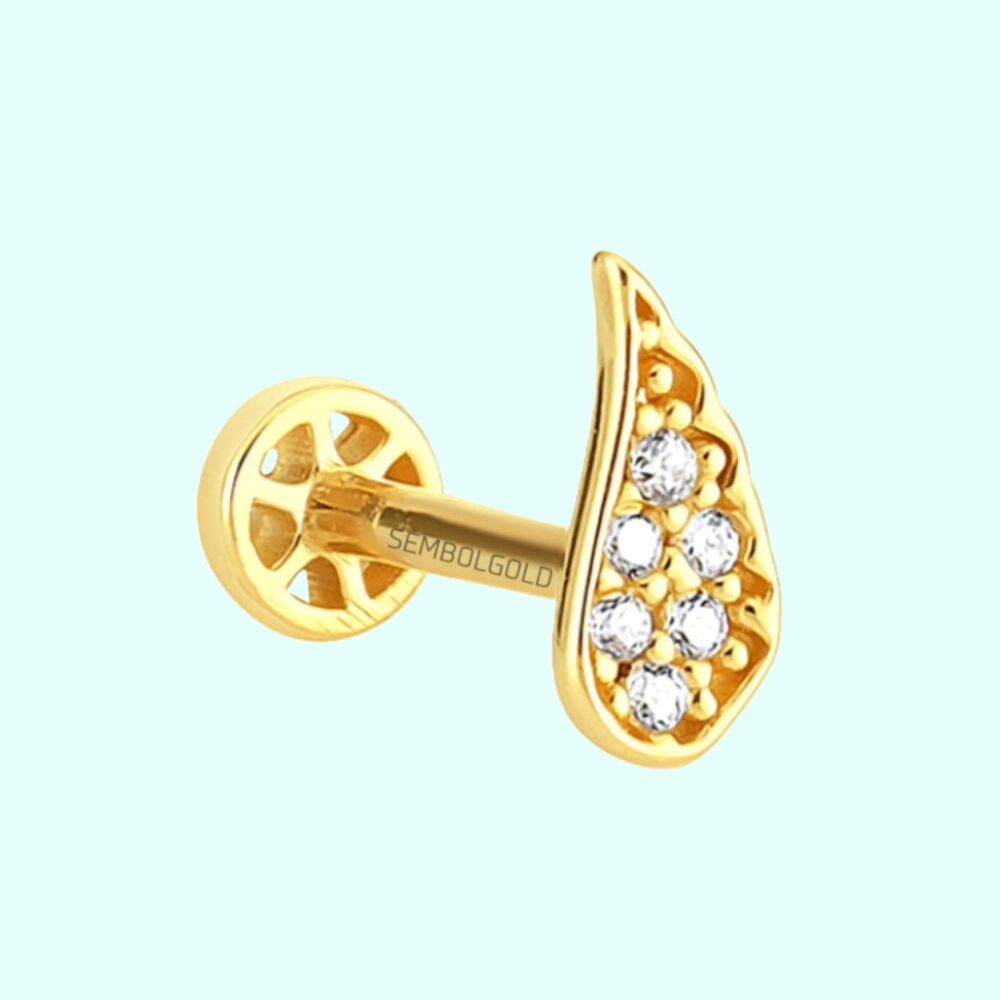 Solid Gold Angel Tragus Piercing 14K