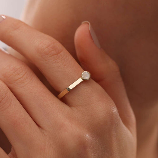 Solid Gold Enamel Ring Round