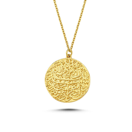 Solid Gold Seal Necklace ( Double-Sided )