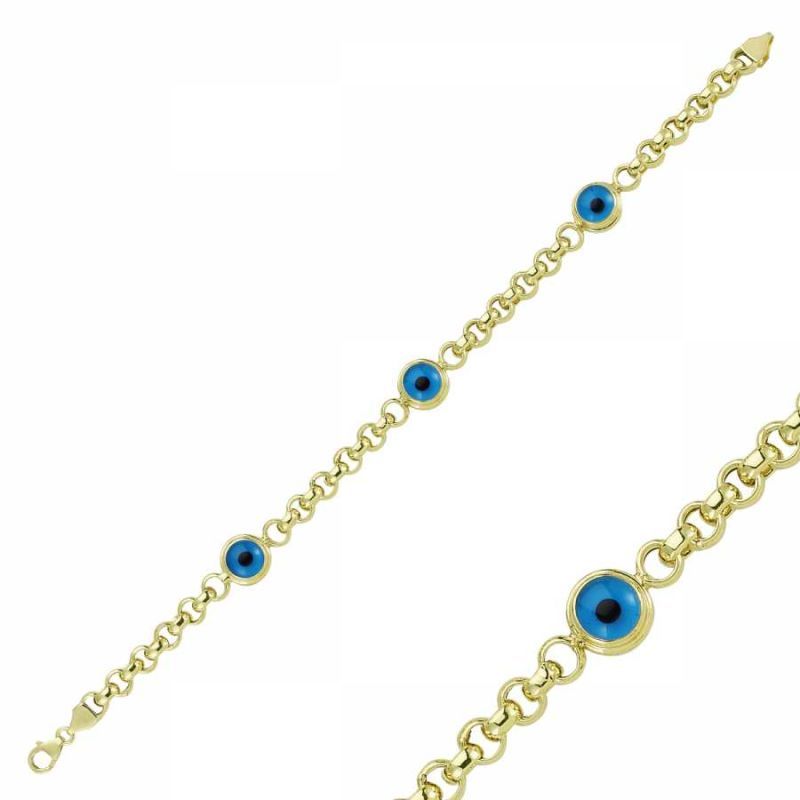 Solid Gold Evil Eye Bracelet