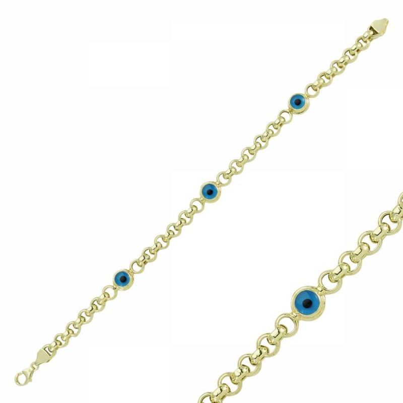 Solid Gold Evil Eye Bracelet