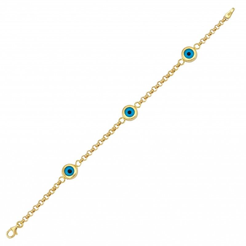 Solid Gold Evil Eye Kids Bracelet