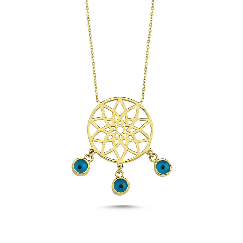 Solid Gold Evil Eye Necklace Sultan Crown