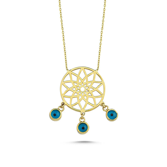 Solid Gold Evil Eye Necklace Sultan Crown