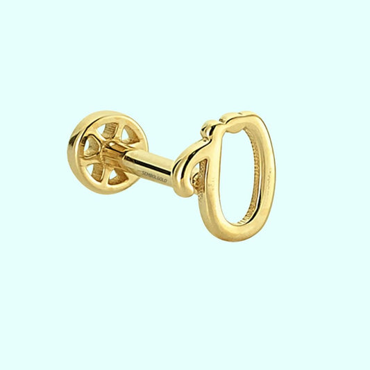 Solid Gold Piercing -O- Initial 14K Tragus