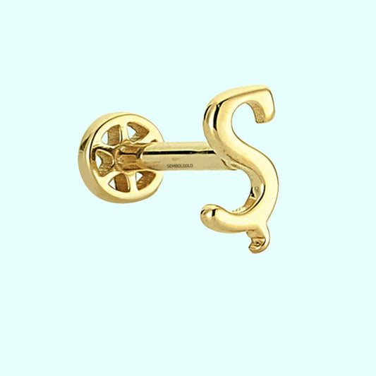 Solid Gold Piercing -Ş- Initial 14K Tragus