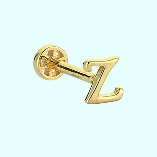 Solid Gold Piercing -Z- Initial 14K Tragus