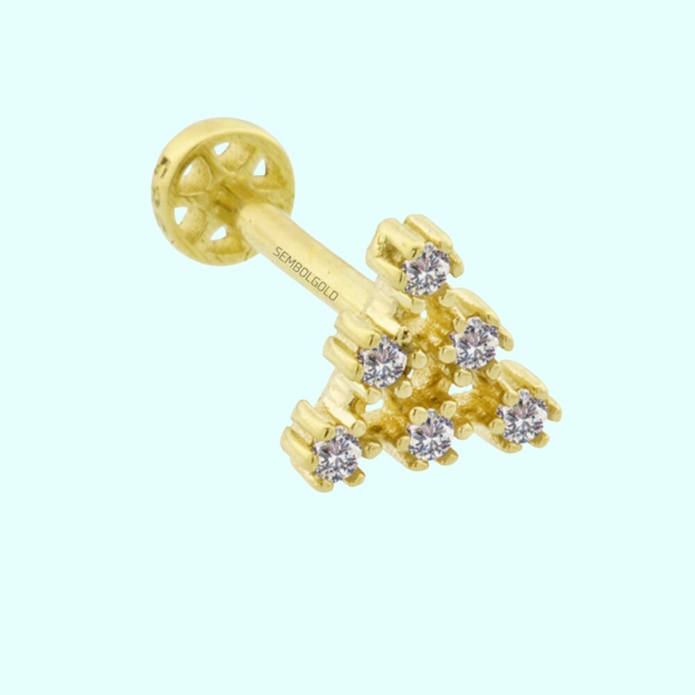 Solid Gold Pyramid Tragus Piercing 14K