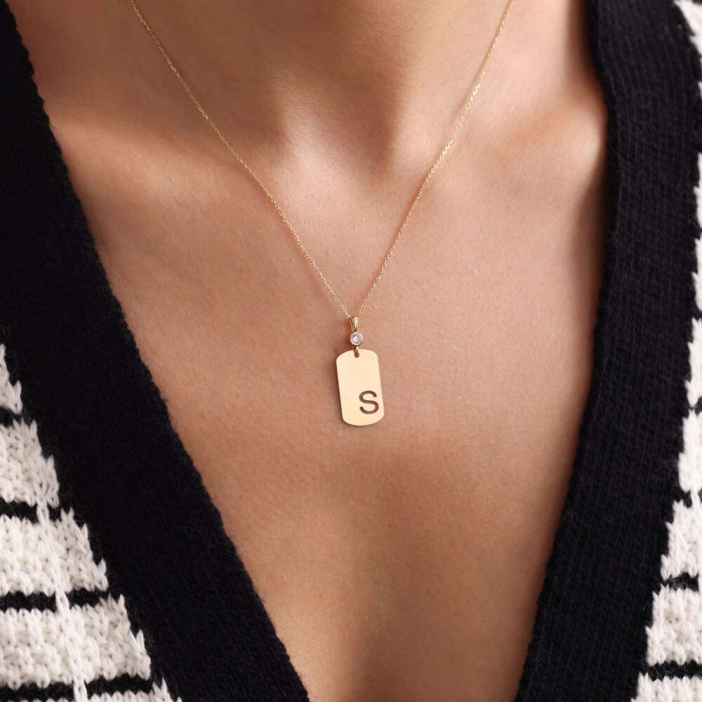 Solid Gold Plate Initial Necklace (All Initials Available)