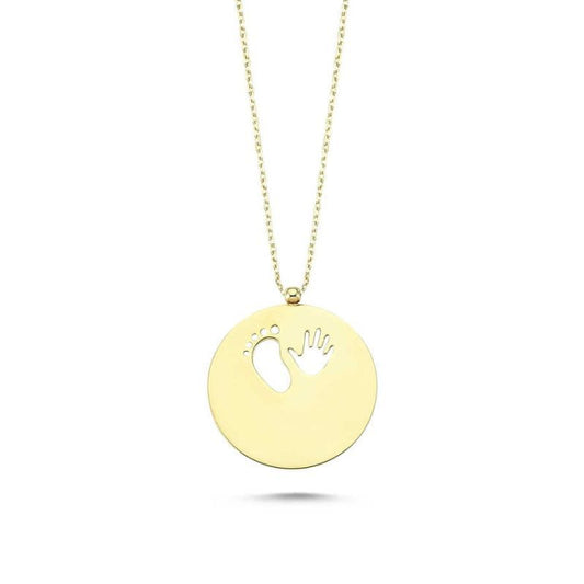Solid Gold Plate Name Necklace Footprint
