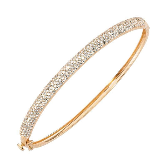 Rose Solid Gold Three Rows Gemstone Bracelet
