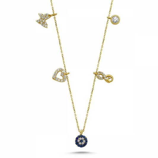 Solid Gold Lucky Necklace Evil Eye