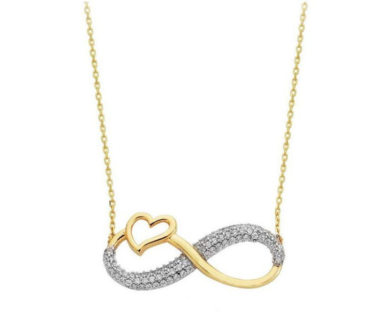 Solid Gold Infinity Necklace with Heart