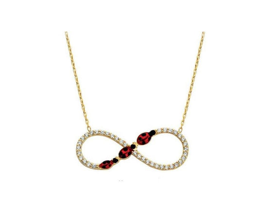 Solid Gold Infinity Necklace Ladybug