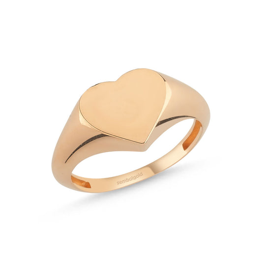 14K Rose Solid Gold Knight Heart Ring