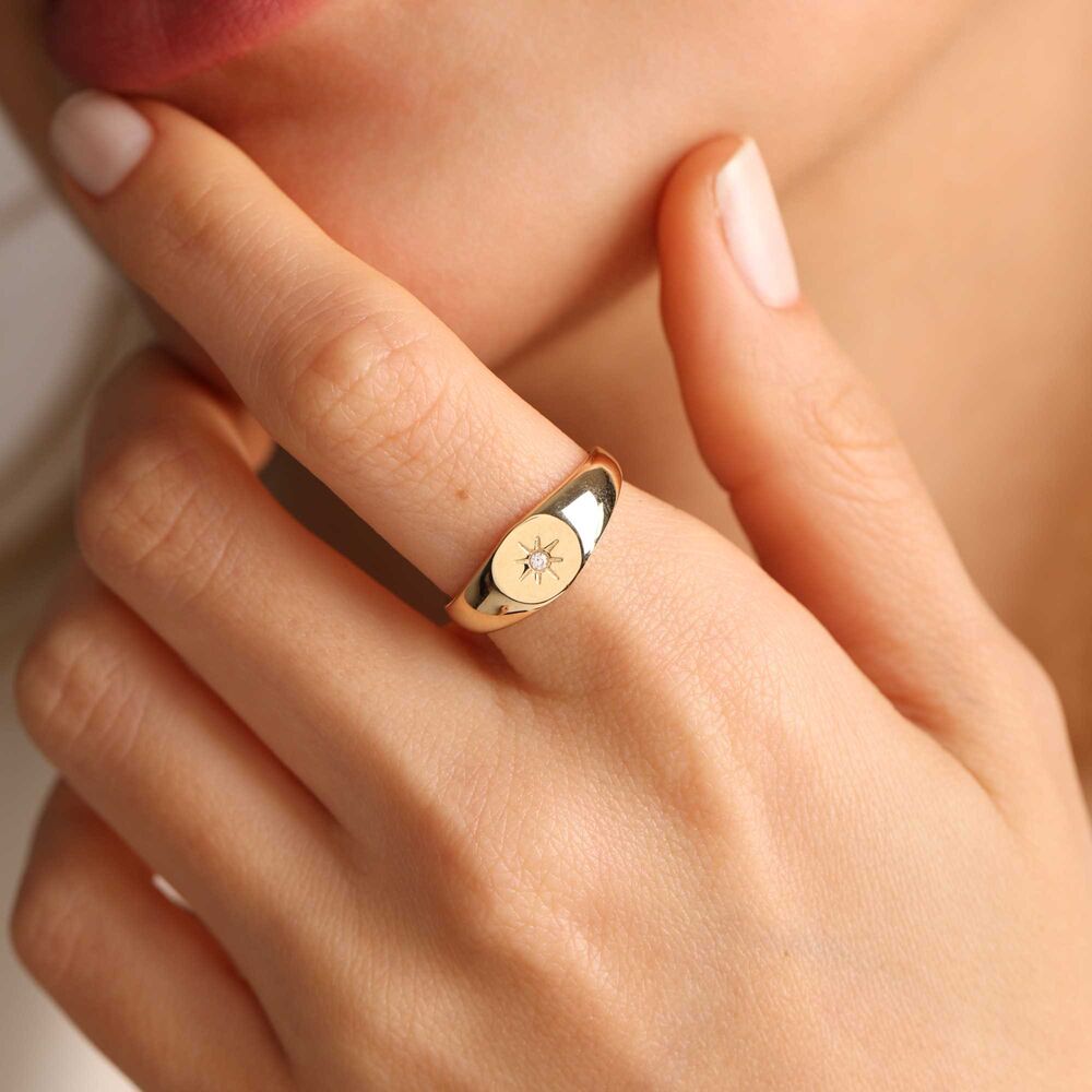 Solid Gold Knight Ring Solitaire