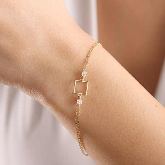 Solid Gold Square Bracelet