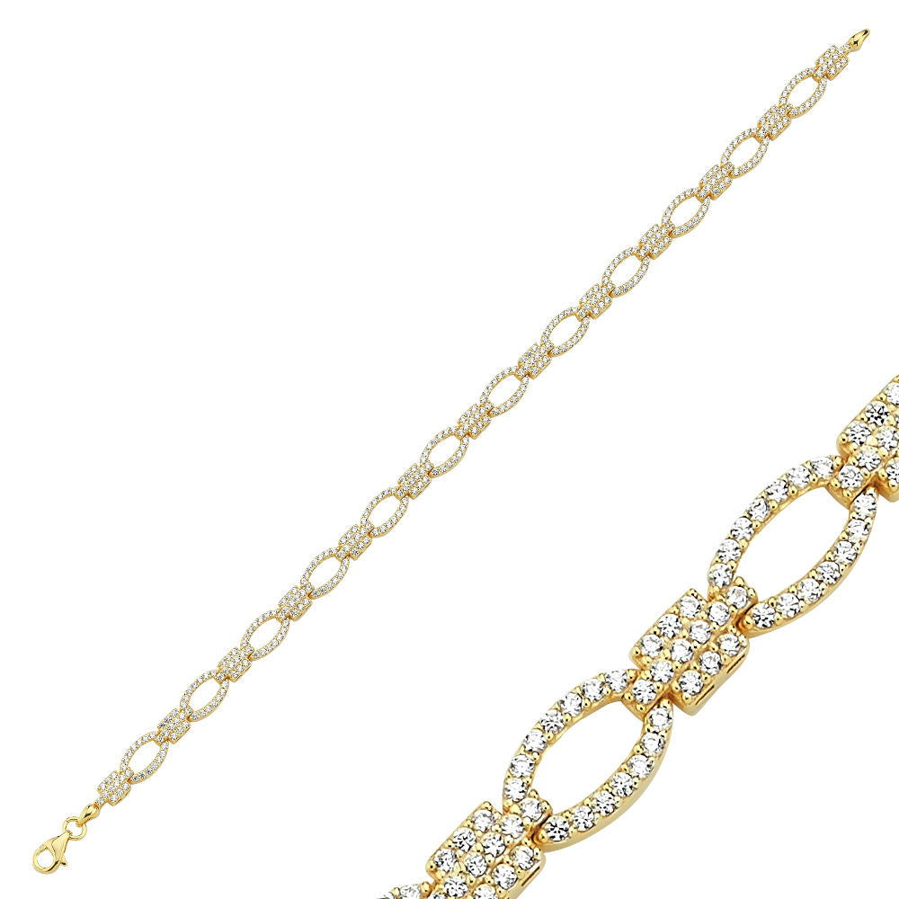 Solid Gold Waterway Bracelet With Gemstone