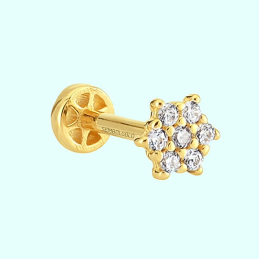 Solid Gold With Gemstone Tragus Piercing 14K