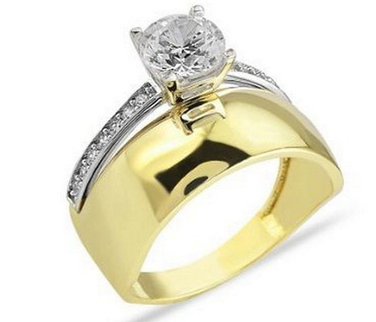 Solid Gold Solitaire Wedding Ring Classic Twin Model