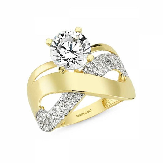 Solid Gold Solitaire Wedding Ring Infinity Design