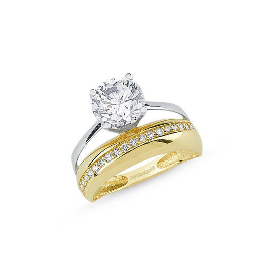 Solid Gold Solitaire Wedding Ring Twin