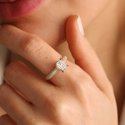 Solid Gold Solitaire Baguette Ring