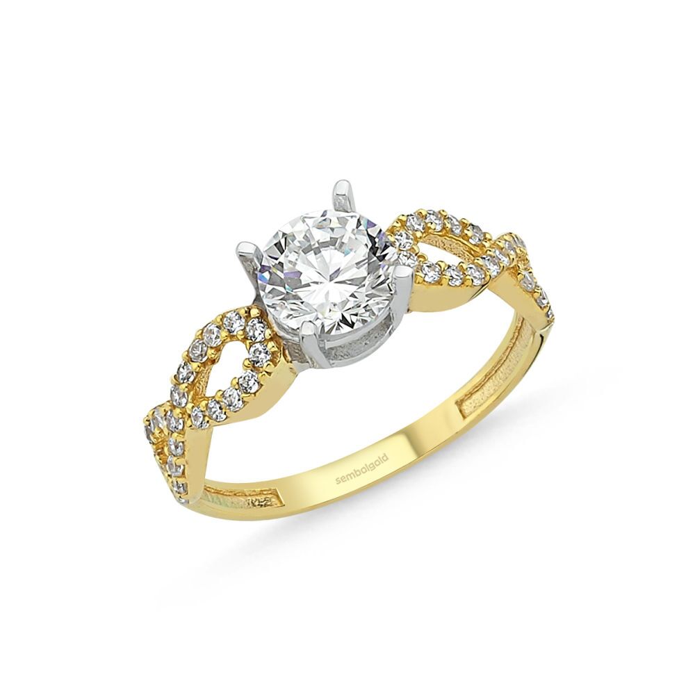 Solid Gold Solitaire Ring 0.85 Carat Zirconia Infinity