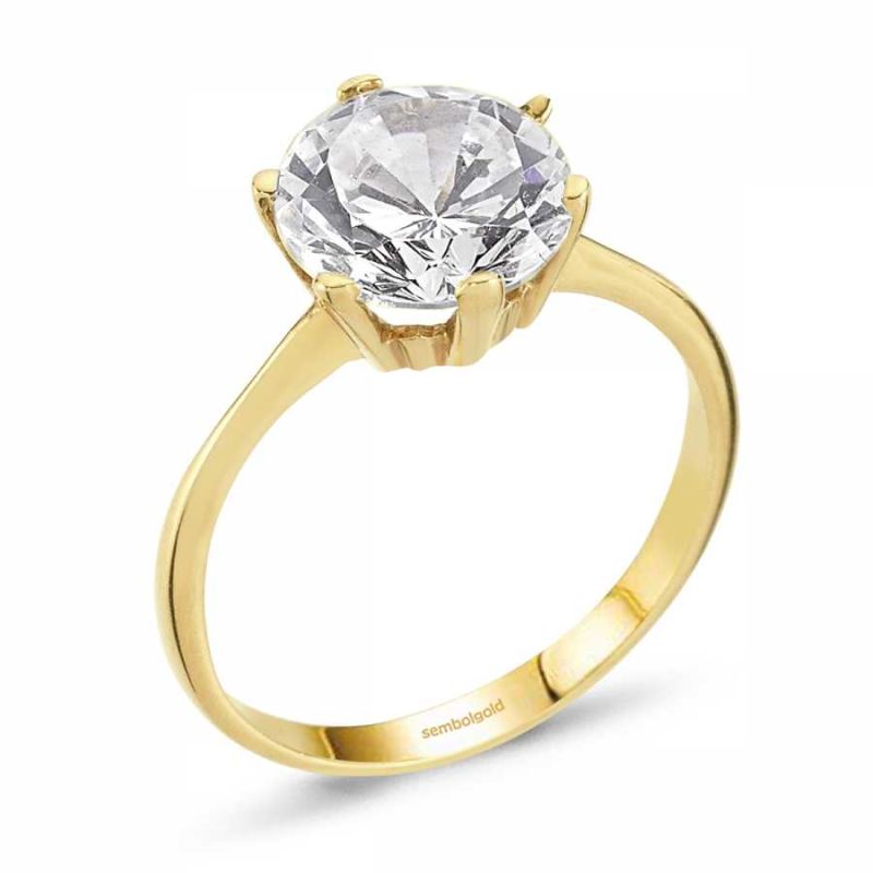 Solid Gold Solitaire Ring 14KZircon 1.00 Carat