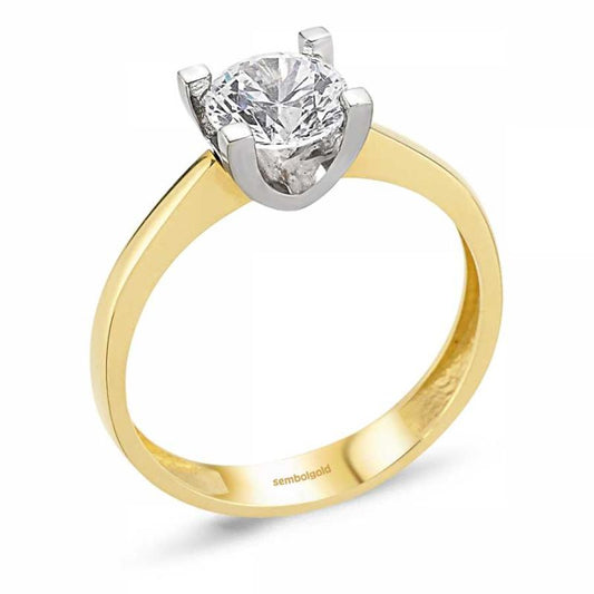 Solid Gold Solitaire Ring 14KZircon