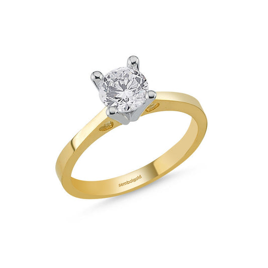 Solid Gold Solitaire Ring Zircon